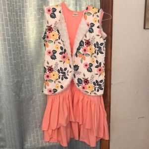 Little girls pink dress with vest